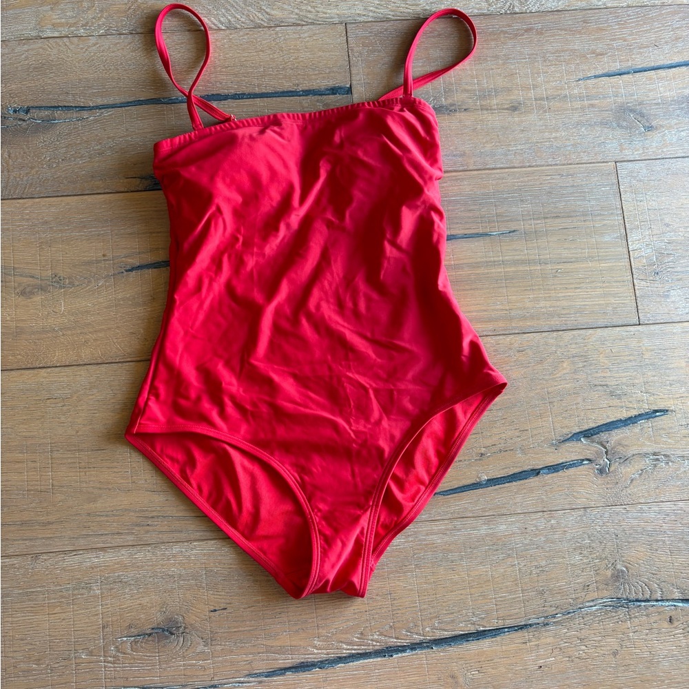 Talbots Aqua Club Red One-Piece Swimsuit with Spaghetti Straps